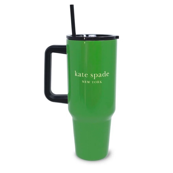 kate spade Other - Kate Spade Vibrant Green Tumbler with Black Handle. 40oz Nwt
